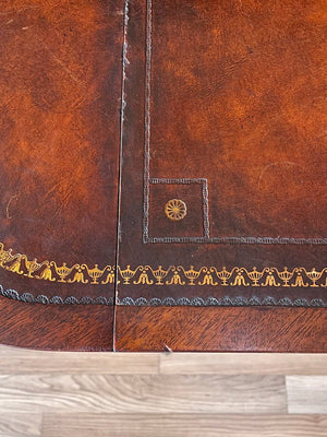 Traditional Duncan-Phyfe Drop-Leaf End Table with Tooled Leather Top, c.1930’s