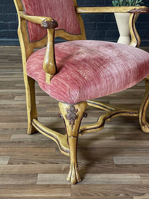 Set of 8x French Style Painted & Carved Wood Dining Chairs, c.1950’s