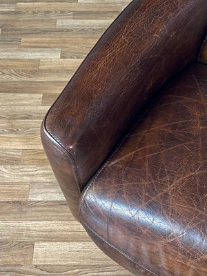 Pair of French Contemporary Art Deco Style Leather Club Chairs