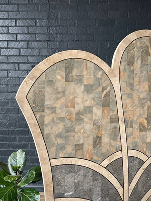Art Deco Style Inlaid Stone Room Divider Folding Screen