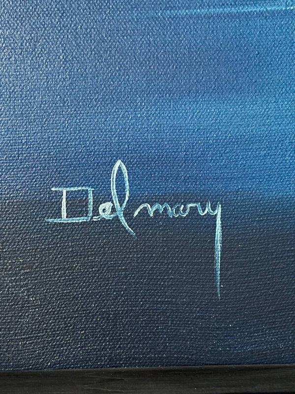 Vintage Blue Horizon Seascape Oil Painting by Delmary - Signed Original