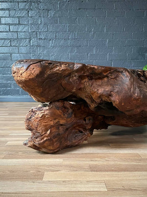 Mid-Century Hand-Carved Live Edge Redwood Burl Root Coffee Table, c.1960’s