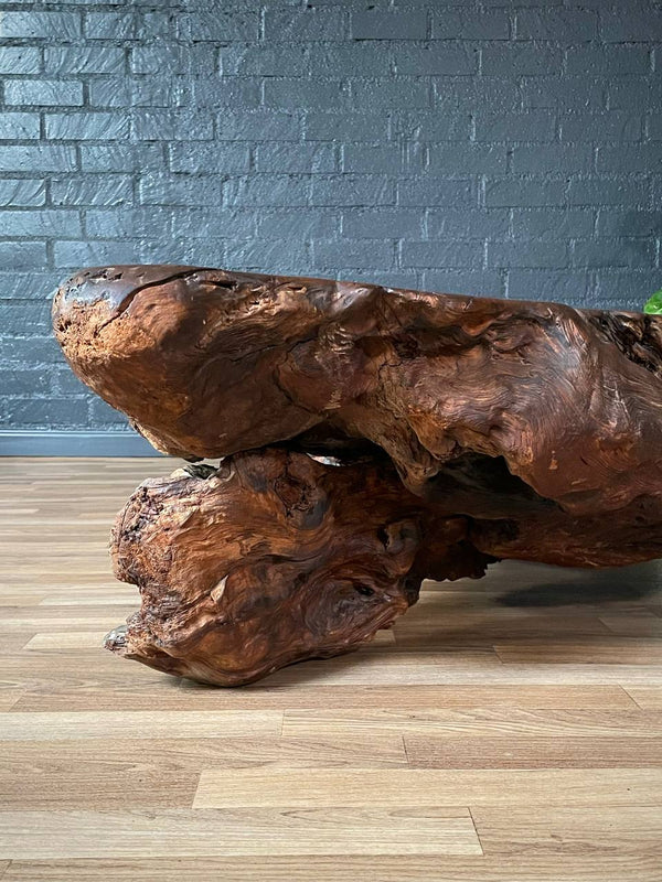 Mid-Century Hand-Carved Live Edge Redwood Burl Root Coffee Table, c.1960’s