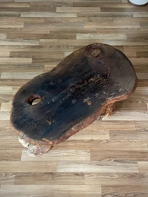 Mid-Century Organic Hand-Carved Live Edge Burl Wood Root Coffee Table or Bench, c.1960’s