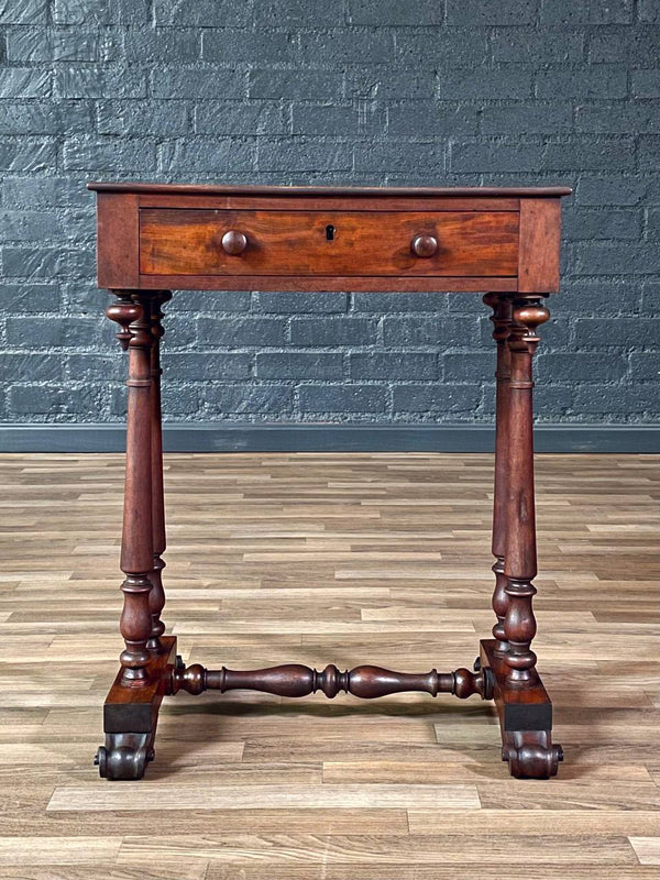 American Classical Revival Mahogany Work Table w/ Turned Legs, c.1920’s