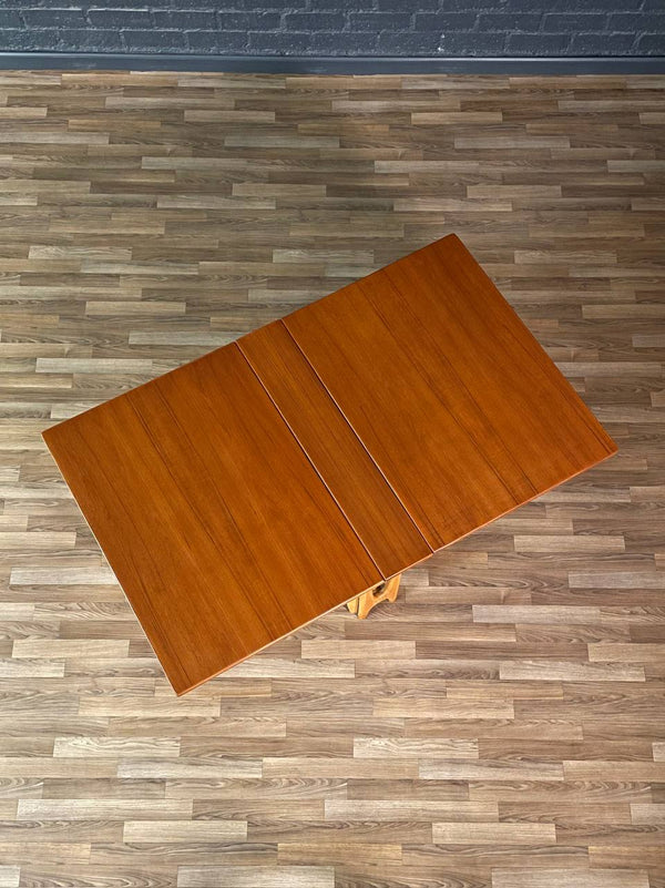 Mid-Century Norwegian Modern Teak & Birch Drop Leaf Dining Table by Bendt Winge, c.1960’s