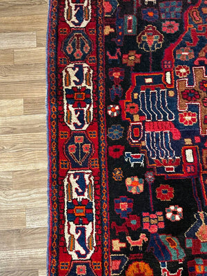 Vintage Persian Bakhtiari Garden Panel Rug – Hand-Knotted Wool, c.1940s