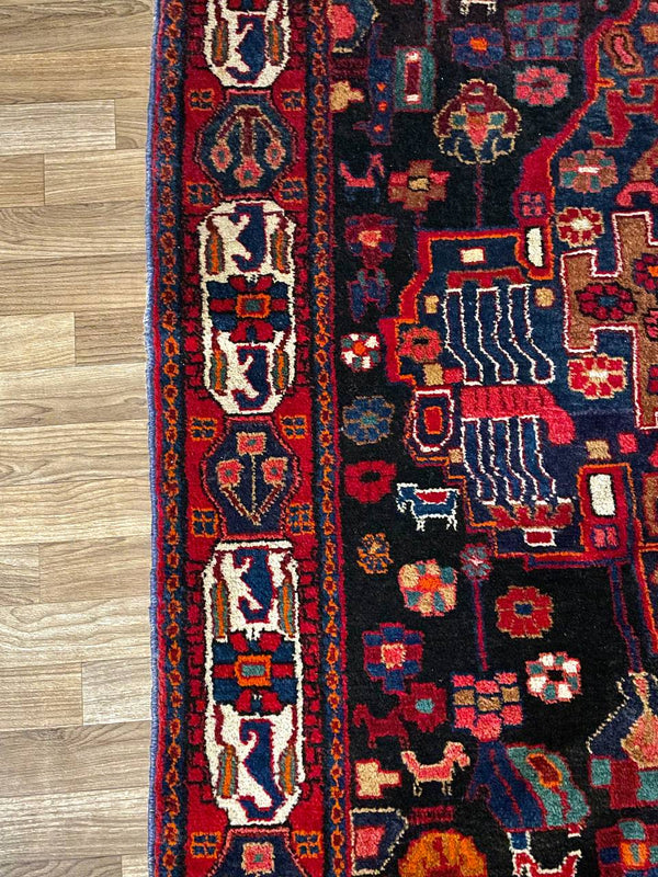 Vintage Persian Bakhtiari Garden Panel Rug – Hand-Knotted Wool, c.1940s