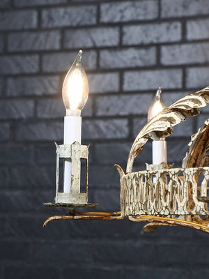 Italian Renaissance Revival Painted Iron Six-Light Chandelier, c.1940's