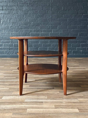 Mid-Century Modern 3-Tier Sculpted Walnut End Table by Mersman, c.1960’s