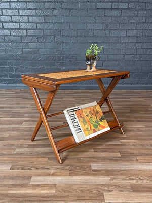 Mid-Century Modern Magazine Rack Side Table w/ Cork Top, c.1960’s