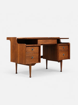 Mid Century Modern Sculpted Walnut Desk by Hooker, c.1960's
