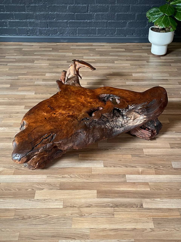 Mid-Century Hand-Carved Live Edge Redwood Burl Root Coffee Table, c.1960’s
