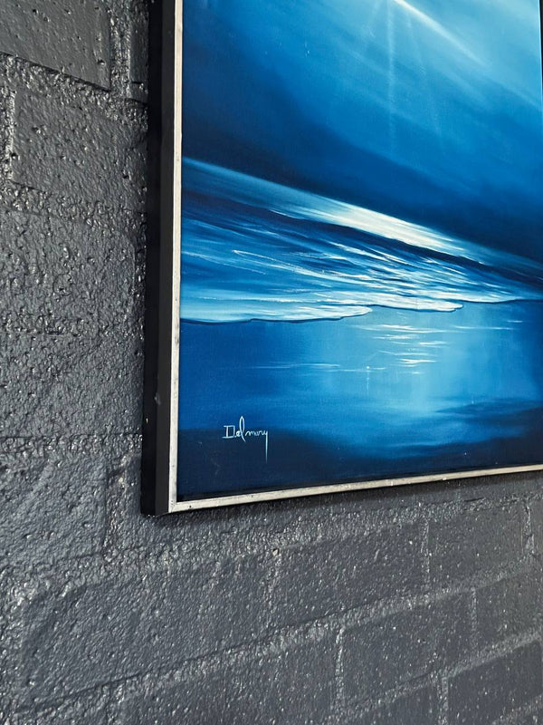 Vintage Blue Horizon Seascape Oil Painting by Delmary - Signed Original