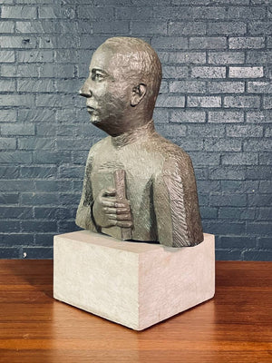 Patinated Bronze Scholar Bust on Marble Pedestal, c.1940's