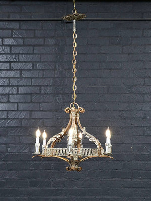 Italian Renaissance Revival Painted Iron Six-Light Chandelier, c.1940's