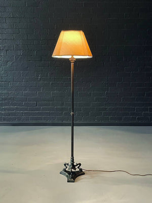 Pair of American French Neoclassical Revival Patinated Bronze Griffin Floor Lamps, c.1950's