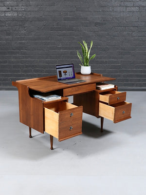 Mid Century Modern Sculpted Walnut Desk by Hooker, c.1960's
