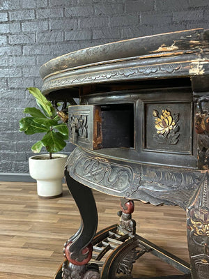 Vintage Chinese Qing Dynasty Style Hand-Carved Console or Altar Table w/ Foo Dog Motifs, c.1950’s
