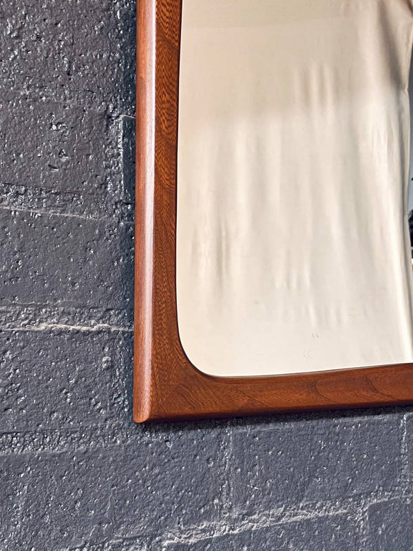 Mid-Century Modern Sculpted Walnut Wall Hanging Mirror, c.1960’s