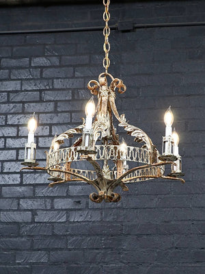 Italian Renaissance Revival Painted Iron Six-Light Chandelier, c.1940's