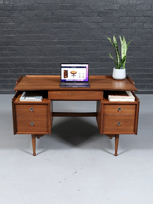 Mid Century Modern Sculpted Walnut Desk by Hooker, c.1960's