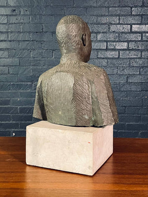 Patinated Bronze Scholar Bust on Marble Pedestal, c.1940's