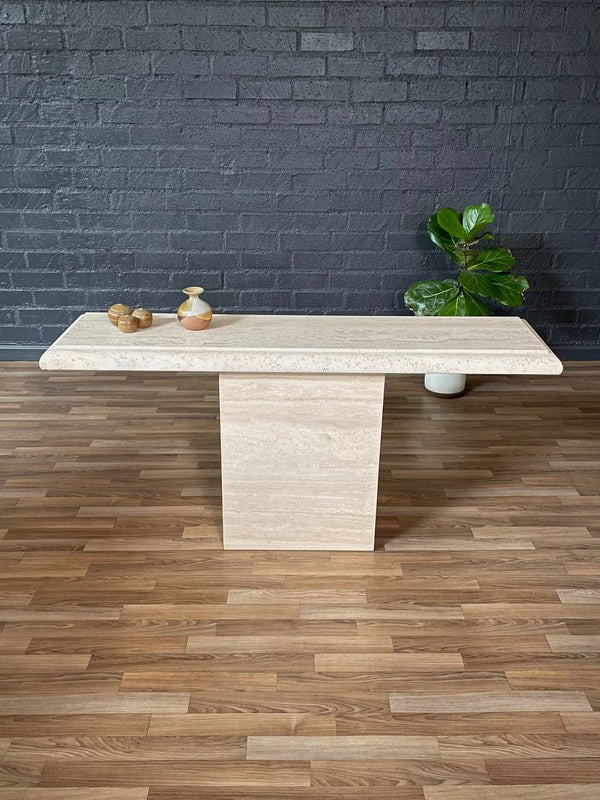 Vintage Post Modern Travertine Stone Console Table, c.1970’s