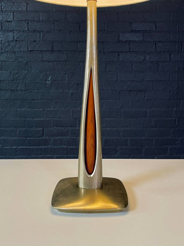 Richard Barr Brass & Walnut Table Lamp for Laurel, c.1960’s