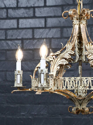 Italian Renaissance Revival Painted Iron Six-Light Chandelier, c.1940's