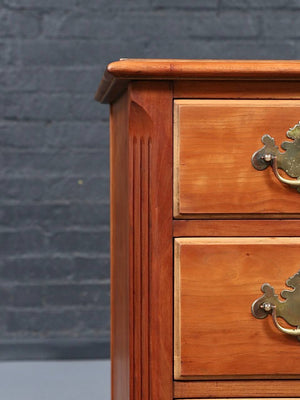 American Colonial Revival Cherry Wood & Brass Eight-Drawer Dresser by Kindel, c.1950's