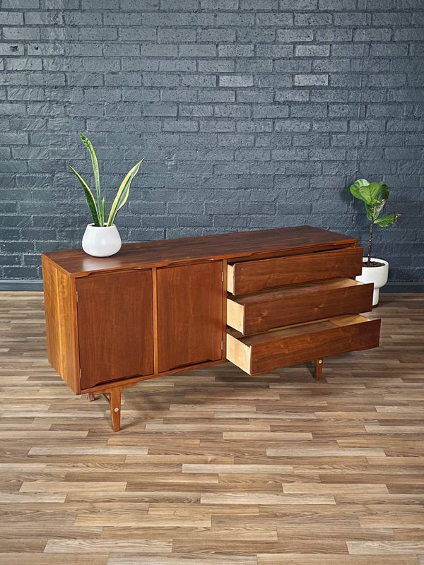 Mid-Century Modern Sculpted Walnut Credenza by Stanley, c.1960’s