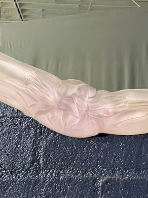 Vintage Art Nouveau Style Frosted Pink Lucite Figural Women Mirror, c.1980’s