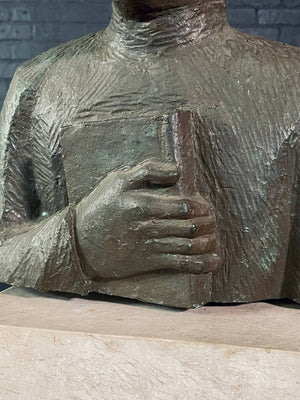 Patinated Bronze Scholar Bust on Marble Pedestal, c.1940's