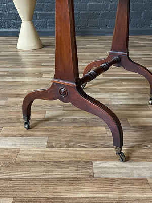 Traditional Duncan-Phyfe Drop-Leaf End Table with Tooled Leather Top, c.1930’s