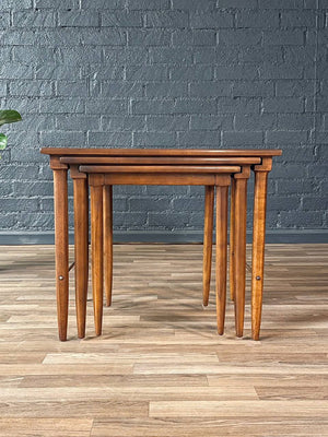 Set of Mid-Century Modern “Sophisticate” Nesting Tables w/ Brass Accents, c.1960’s