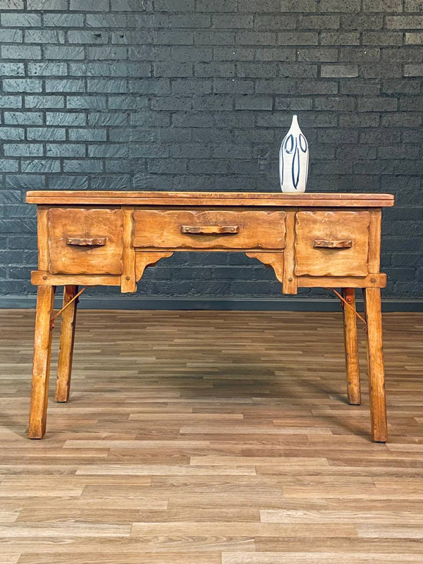 Early Californian Monterey Spanish Ranch Style Maple Desk, c.1930’s