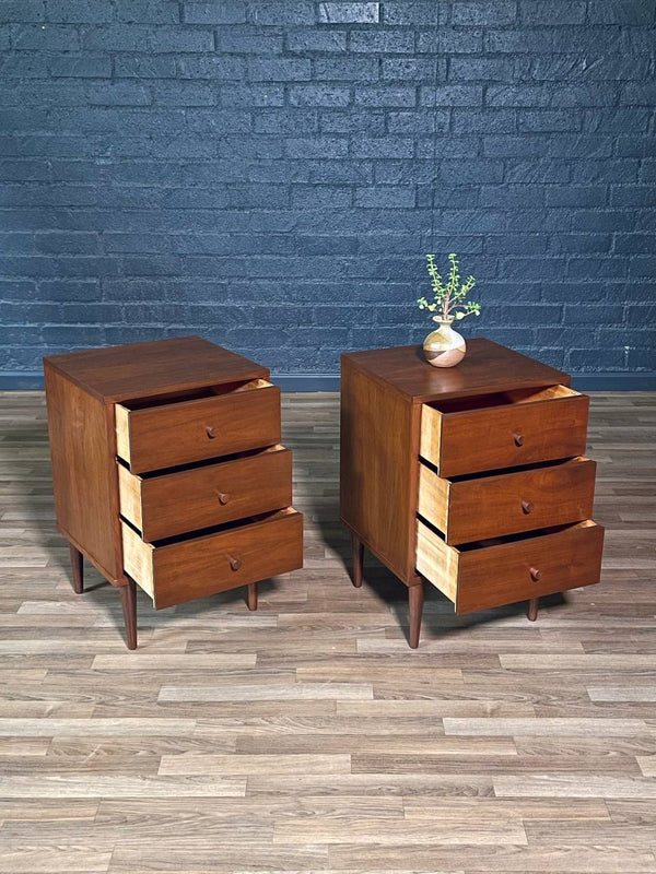 Pair of Mid-Century Modern 3-Drawer Walnut Night Stands, c.1960’s