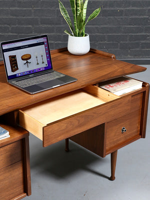 Mid Century Modern Sculpted Walnut Desk by Hooker, c.1960's