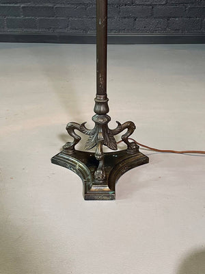 Pair of American French Neoclassical Revival Patinated Bronze Griffin Floor Lamps, c.1950's