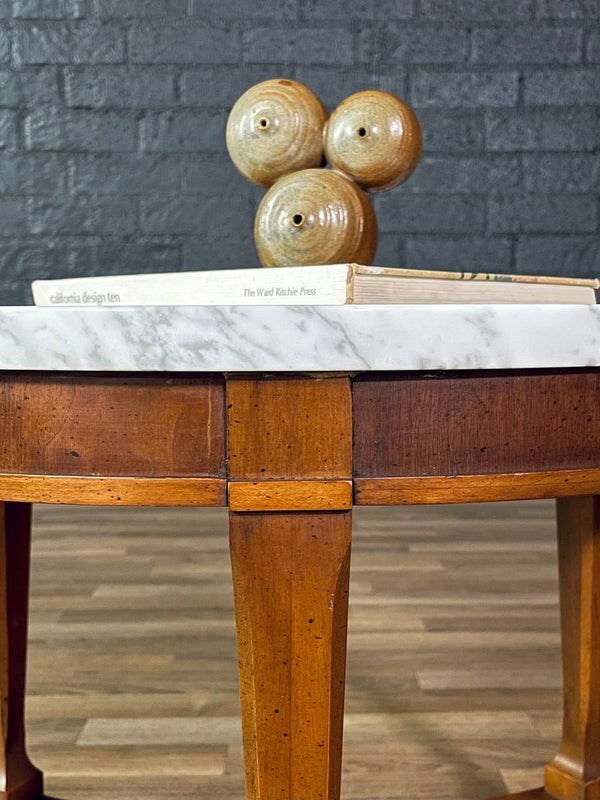 Mid-Century Carrera Marble & Walnut Side Table, c.1960’s