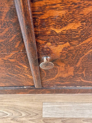 Antique Victorian Eastlake Tiger Oak Hall Stand with Mirror, c.1920’s
