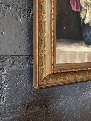 Antique 1894 Still Life Oil Painting of Irises in Ornate Gilded Frame – Signed M. Merle