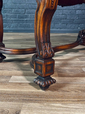 Antique Ornately Carved Italian Baroque Style Walnut Bench w/ Claw Feet, c.1920’s