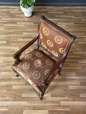 French Empire Revival Mahogany Armchair w/ Gilt Bronze Sphinx Figures, c.1900’s