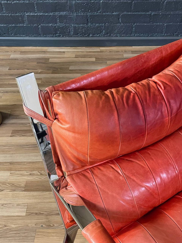 Pair of Mid-Century Modern Chrome & Leather Lounge Chairs, c.1970’s