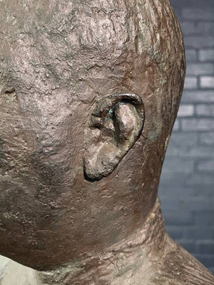 Patinated Bronze Scholar Bust on Marble Pedestal, c.1940's