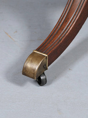 English Regency Mahogany Drum Table with Tooled Leather Top & Brass Casters, c.1940's