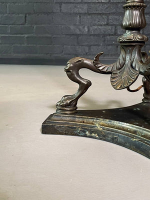 Pair of American French Neoclassical Revival Patinated Bronze Griffin Floor Lamps, c.1950's