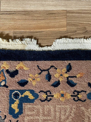 Antique Chinese Peking Art Deco Rug – Hand-Knotted Wool w/ Floral & Symbolic Motifs, c.1920’s